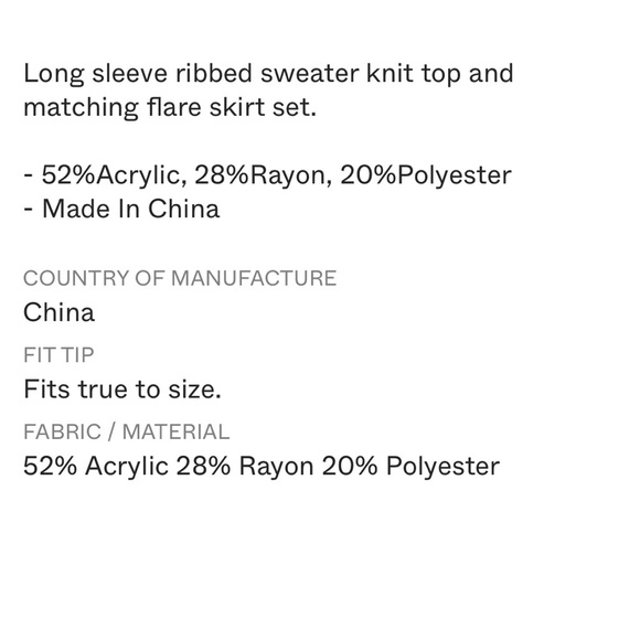 NWT Mable Carter Long Sleeve Sweater Knit Top And Flare Skirt Set- Size Small - Picture 13 of 13